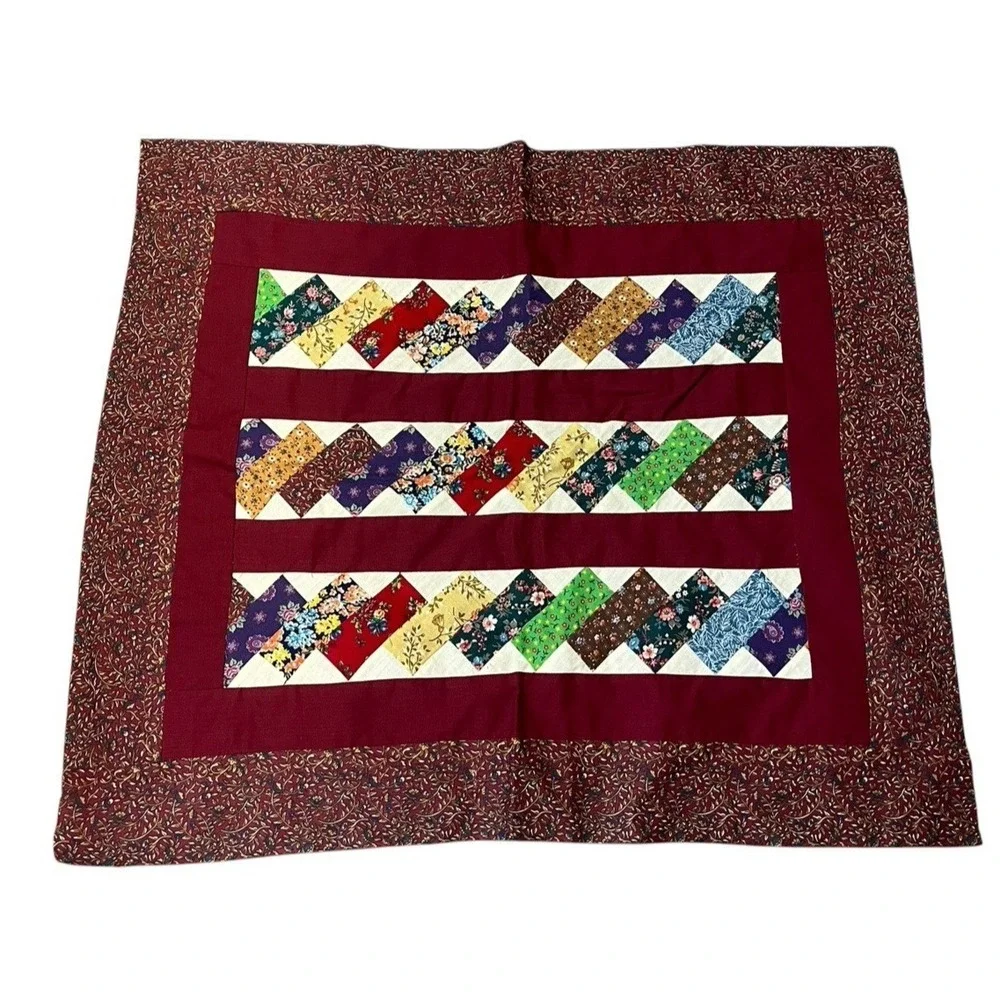 Vintage Quilting Embroidered Quilt Table Square Unfinished Topper Cutter 26